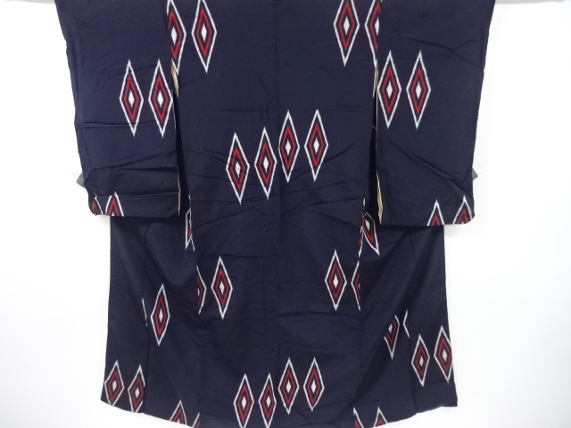 JAPANESE OMESHI KIMONO / TAISHO ROMAN STYLE / WOVEN RHOMBUS PATTERN